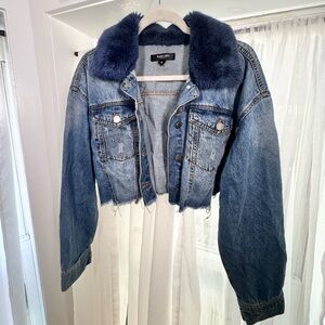 Black Label Cropped Penny Lane Denim Jacket Size S